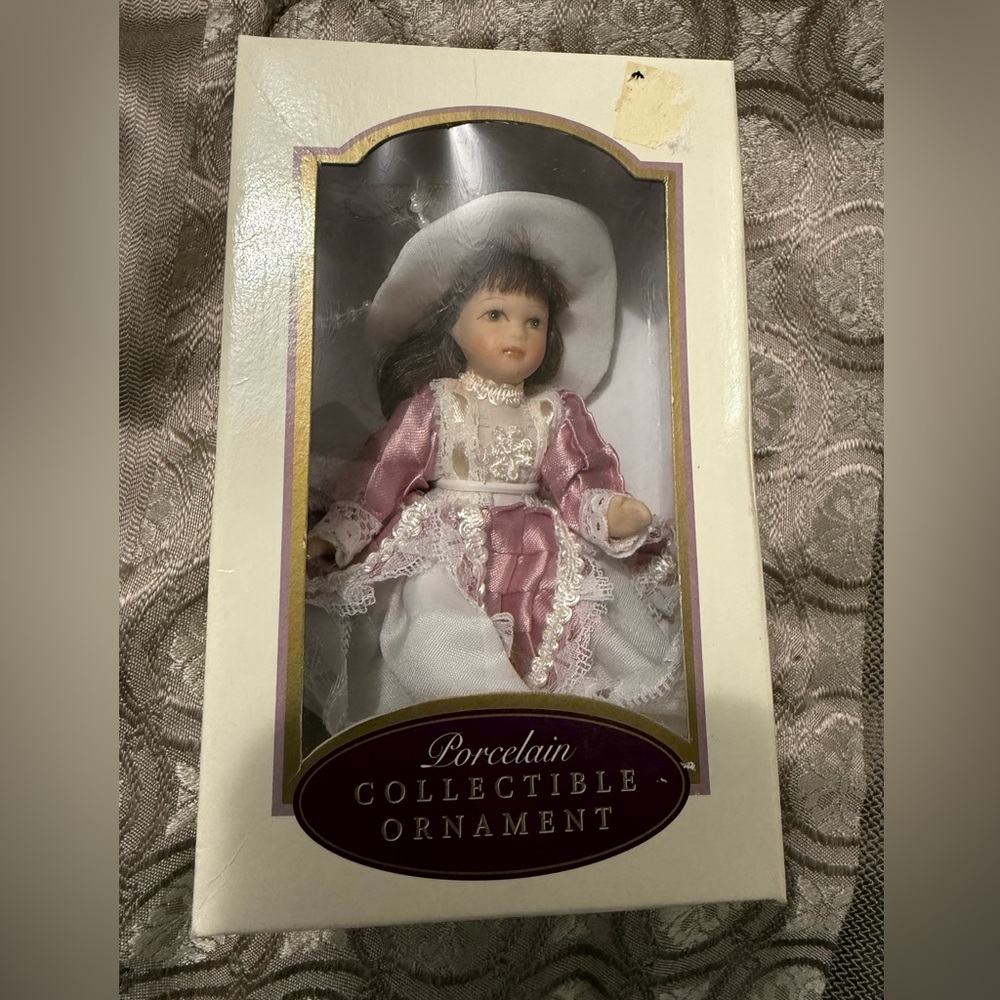Charming Porcelain Holiday Ornament in Pink and White